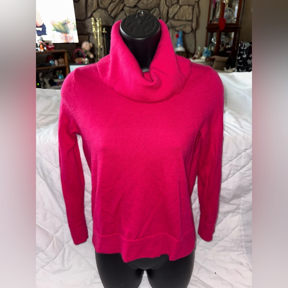 Talbots MERINO BUTTON-CUFF COWLNECK SWEATER